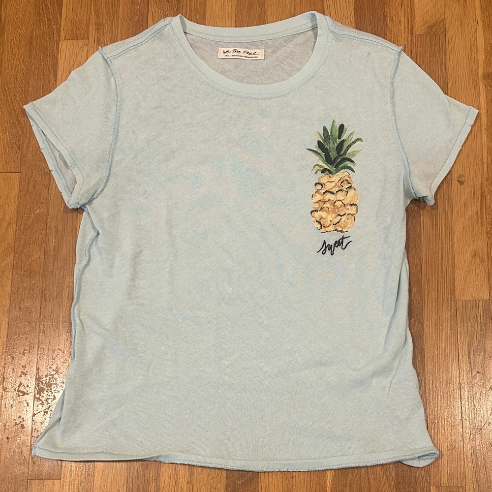 *last chance* We The Free Light Blue Pineapple Tee